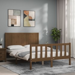 vidaXL Massivholzbett mit Kopfteil Honigbraun 120x200 cm