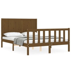 vidaXL Massivholzbett mit Kopfteil Honigbraun 120x200 cm