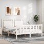 vidaXL Massivholzbett mit Kopfteil Weiß 160x200 cm