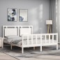 vidaXL Massivholzbett mit Kopfteil Weiß 160x200 cm