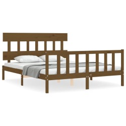 vidaXL Massivholzbett mit Kopfteil Honigbraun 160x200 cm