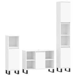 vidaXL 3-tlg. Badmöbel-Set Weiß Holzwerkstoff