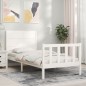 vidaXL Massivholzbett mit Kopfteil Weiß 90x200 cm vidaXL Massivholzbett mit Kopfteil Weiß 90x200 cm