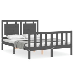 vidaXL Massivholzbett mit Kopfteil Grau 140x200 cm