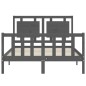 vidaXL Massivholzbett mit Kopfteil Grau 140x200 cm vidaXL Massivholzbett mit Kopfteil Grau 140x200 cm