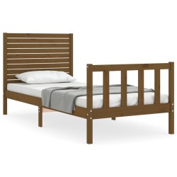 vidaXL Massivholzbett mit Kopfteil Honigbraun 100x200 cm