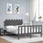 vidaXL Massivholzbett mit Kopfteil Grau 140x190 cm vidaXL Massivholzbett mit Kopfteil Grau 140x190 cm