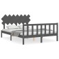 vidaXL Massivholzbett mit Kopfteil Grau 140x190 cm vidaXL Massivholzbett mit Kopfteil Grau 140x190 cm