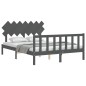 vidaXL Massivholzbett mit Kopfteil Grau 140x190 cm vidaXL Massivholzbett mit Kopfteil Grau 140x190 cm