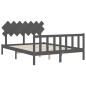 vidaXL Massivholzbett mit Kopfteil Grau 140x190 cm vidaXL Massivholzbett mit Kopfteil Grau 140x190 cm