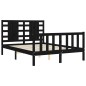 vidaXL Massivholzbett mit Kopfteil Schwarz 140x190 cm vidaXL Massivholzbett mit Kopfteil Schwarz 140x190 cm
