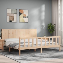 vidaXL Massivholzbett mit Kopfteil 200x200 cm