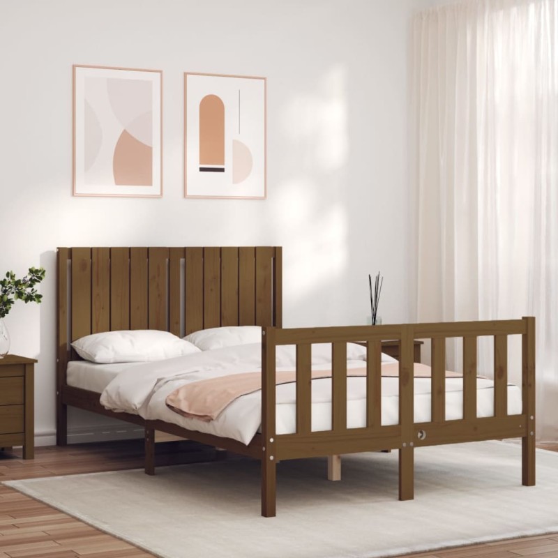 vidaXL Massivholzbett mit Kopfteil Honigbraun 120x200 cm vidaXL Massivholzbett mit Kopfteil Honigbraun 120x200 cm