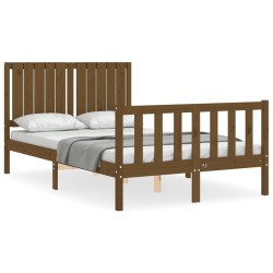vidaXL Massivholzbett mit Kopfteil Honigbraun 120x200 cm