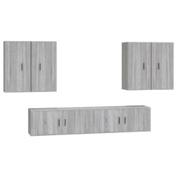 vidaXL 6-tlg. TV-Schrank-Set Grau Sonoma Holzwerkstoff
