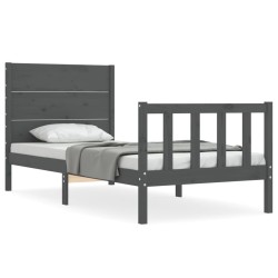 vidaXL Massivholzbett mit Kopfteil Grau 100x200 cm