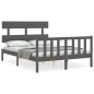 vidaXL Massivholzbett mit Kopfteil Grau 140x190 cm vidaXL Massivholzbett mit Kopfteil Grau 140x190 cm