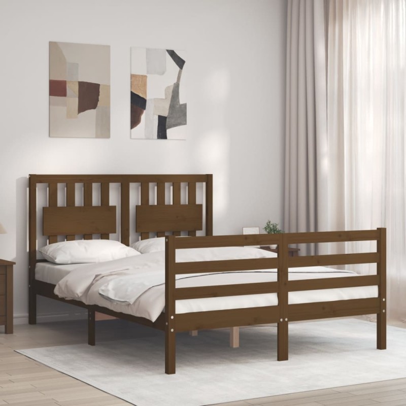 vidaXL Massivholzbett mit Kopfteil Honigbraun vidaXL Massivholzbett mit Kopfteil Honigbraun