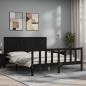 vidaXL Massivholzbett mit Kopfteil Schwarz vidaXL Massivholzbett mit Kopfteil Schwarz
