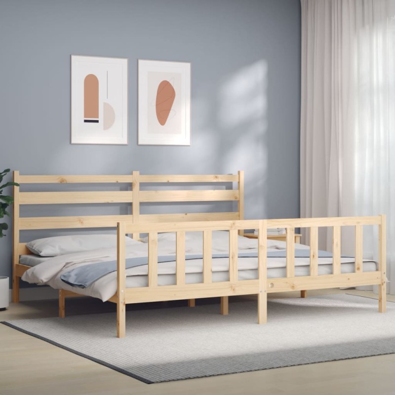 vidaXL Bettgestell mit Kopfteil 180x200 cm Massivholz vidaXL Bettgestell mit Kopfteil 180x200 cm Massivholz