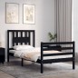 vidaXL Massivholzbett mit Kopfteil Schwarz 100x200 cm vidaXL Massivholzbett mit Kopfteil Schwarz 100x200 cm