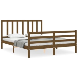 vidaXL Massivholzbett mit Kopfteil Honigbraun 160x200 cm