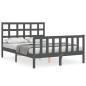 vidaXL Massivholzbett mit Kopfteil Grau 140x190 cm vidaXL Massivholzbett mit Kopfteil Grau 140x190 cm