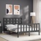 vidaXL Massivholzbett mit Kopfteil Grau 140x190 cm vidaXL Massivholzbett mit Kopfteil Grau 140x190 cm