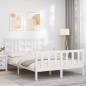 vidaXL Massivholzbett mit Kopfteil Weiß 140x200 cm vidaXL Massivholzbett mit Kopfteil Weiß 140x200 cm