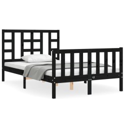 vidaXL Massivholzbett mit Kopfteil Schwarz 120x200 cm