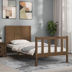 vidaXL Massivholzbett mit Kopfteil Honigbraun 100x200 cm