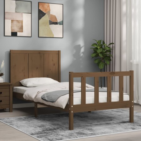 vidaXL Massivholzbett mit Kopfteil Honigbraun 100x200 cm