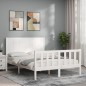 vidaXL Massivholzbett mit Kopfteil Weiß 120x200 cm vidaXL Massivholzbett mit Kopfteil Weiß 120x200 cm