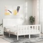 vidaXL Massivholzbett mit Kopfteil Weiß 120x200 cm vidaXL Massivholzbett mit Kopfteil Weiß 120x200 cm