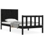 vidaXL Massivholzbett mit Kopfteil Schwarz 90x200 cm vidaXL Massivholzbett mit Kopfteil Schwarz 90x200 cm