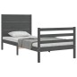 vidaXL Massivholzbett mit Kopfteil Grau 90x200 cm vidaXL Massivholzbett mit Kopfteil Grau 90x200 cm