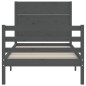 vidaXL Massivholzbett mit Kopfteil Grau 90x200 cm vidaXL Massivholzbett mit Kopfteil Grau 90x200 cm