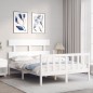 vidaXL Massivholzbett mit Kopfteil Weiß 140x200 cm vidaXL Massivholzbett mit Kopfteil Weiß 140x200 cm
