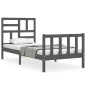 vidaXL Massivholzbett mit Kopfteil Grau 90x200 cm vidaXL Massivholzbett mit Kopfteil Grau 90x200 cm