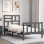 vidaXL Massivholzbett mit Kopfteil Grau 90x200 cm vidaXL Massivholzbett mit Kopfteil Grau 90x200 cm
