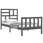 vidaXL Massivholzbett mit Kopfteil Grau 90x200 cm vidaXL Massivholzbett mit Kopfteil Grau 90x200 cm
