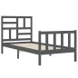 vidaXL Massivholzbett mit Kopfteil Grau 90x200 cm vidaXL Massivholzbett mit Kopfteil Grau 90x200 cm