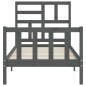 vidaXL Massivholzbett mit Kopfteil Grau 90x200 cm vidaXL Massivholzbett mit Kopfteil Grau 90x200 cm
