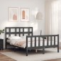 vidaXL Massivholzbett mit Kopfteil Grau 140x190 cm vidaXL Massivholzbett mit Kopfteil Grau 140x190 cm