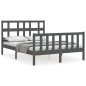 vidaXL Massivholzbett mit Kopfteil Grau 140x190 cm vidaXL Massivholzbett mit Kopfteil Grau 140x190 cm