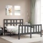 vidaXL Massivholzbett mit Kopfteil Grau 140x190 cm vidaXL Massivholzbett mit Kopfteil Grau 140x190 cm