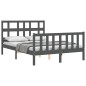 vidaXL Massivholzbett mit Kopfteil Grau 140x190 cm vidaXL Massivholzbett mit Kopfteil Grau 140x190 cm