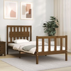 vidaXL Massivholzbett mit Kopfteil Honigbraun 90x200 cm