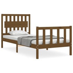 vidaXL Massivholzbett mit Kopfteil Honigbraun 90x200 cm
