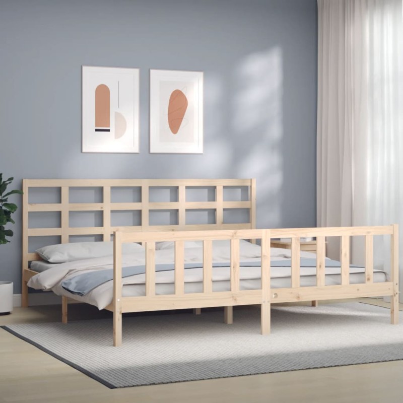 vidaXL Bettgestell mit Kopfteil 180x200 cm Massivholz vidaXL Bettgestell mit Kopfteil 180x200 cm Massivholz